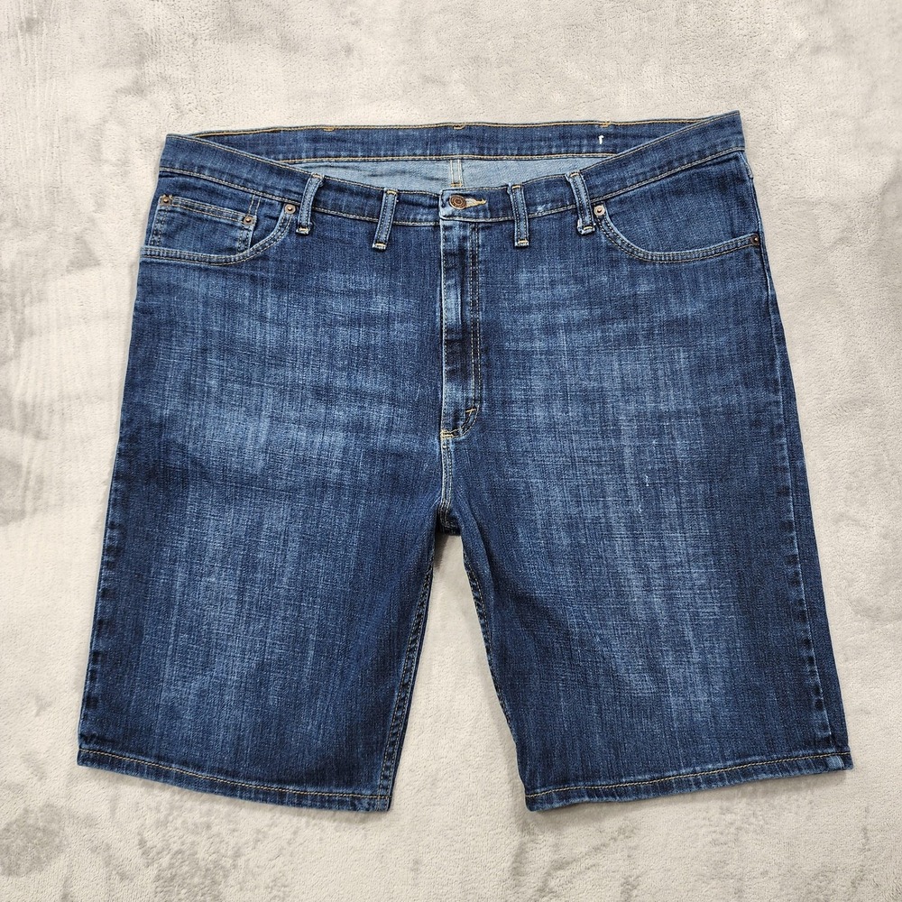 Wrangler‎ Shorts Mens 42 Blue Medium Wash Denim Jeans Bermuda Stretch Casual